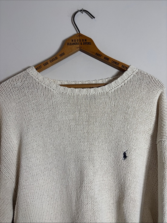 Polo Ralph Lauren Other - Vtg Polo Ralph Lauren Sweater XL Cream Cotton Crewneck Pony
